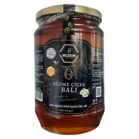 Bozkır Tarımsal Süzme Çiçek Balı 970gr (1000 Prolin ve üzeri)
