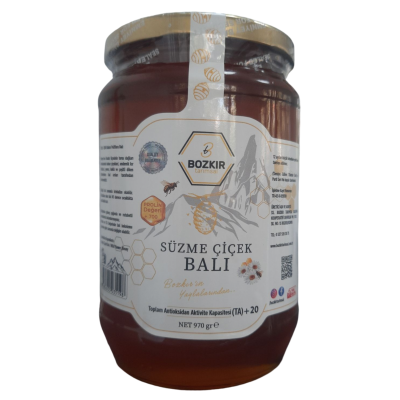 Bozkır Tarımsal Süzme Çiçek Balı 970gr (700 Prolin ve üzeri)