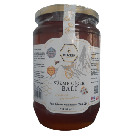 Bozkır Tarımsal Süzme Çiçek Balı 970gr (700 Prolin ve üzeri)